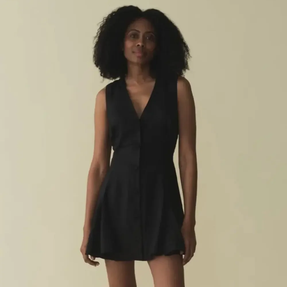 Doen Black Sleeveless Button-Front Mini Dress - Picture 3 of 14